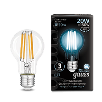 Лампа светодиодная GAUSS Filament А60 20W 1850lm 4100К Е27 1/10/40 (102902220)