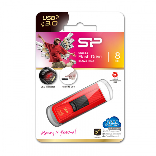 Флеш-накопитель USB 3.0  8GB  Silicon Power  Blaze B50  красный (SP008GBUF3B50V1R) фото 12