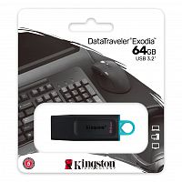 Флеш-накопитель USB 3.2  64GB  Kingston  DataTravele Exodia  чёрный/бирюзовый (DTX/64GB)