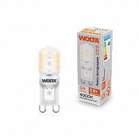 Лампа светодиодная WOLTA G9 (пластик) JCD 5Вт 400лм 4000K матовая 1/10/100/1000 (WSTD-JCD-5W4KG9-P)