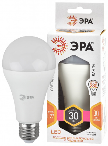 Лампа светодиодная ЭРА STD LED A65-30W-827-E27 E27 / Е27 30Вт груша теплый белый свет (1/100) (Б0048015)
