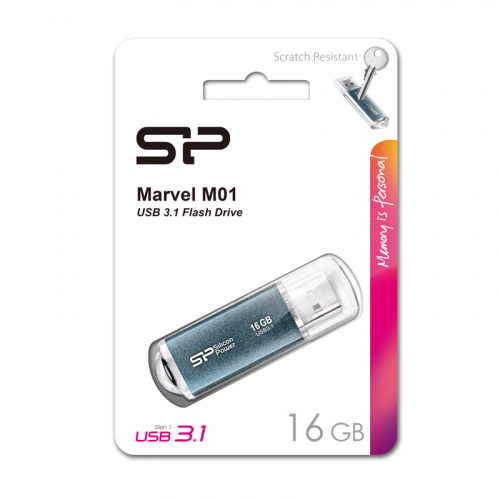 Флеш-накопитель USB 3.0  16GB  Silicon Power  Marvel M01 синий (SP016GBUF3M01V1B) фото 9