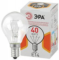 Лампа ЭРА накаливания P45 40Вт Е14 / E14 230В шар прозрачный цветная упаковка (1/100) (Б0039136)