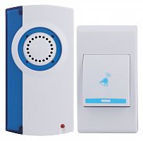Звонок дверной ЭРА A04 беспроводной аналоговый белый с синим 32 мелодии (1/100) (Б0053278)