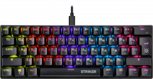 Клавиатура механическая игровая DEFENDER Striker GK-380L RU,Rainbow,61 клавиша, черный (45380)