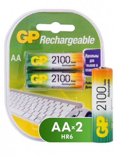 Аккумулятор GP  R6 (2100 mAh) (2бл) (2/20/200) (GP 210AAHC-2DECRC2 20/200)