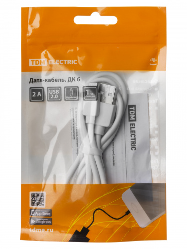 Дата-кабель TDM ДК 6, USB - Lightning, 1 м, белый, (1/400) (SQ1810-0306) фото 2