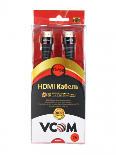 Кабель HDMI 19M/M ver. 2.0 черные коннекторы, 3m VCOM <CG526S-B-3M> Blister (1/40) фото 3