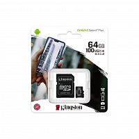 MicroSD  64GB  Kingston Class 10 Canvas Select Plus A1 (100 Mb/s) + SD адаптер