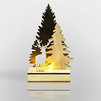 Фигурка деревянная NEON-NIGHT с подсветкой "Елочка с оленем" 12*6*21,5 см (1/48) (504-002)