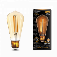 Лампа светодиодная GAUSS Filament ST64 8W 740lm 2400К Е27 golden 1/10/40 (157802008)