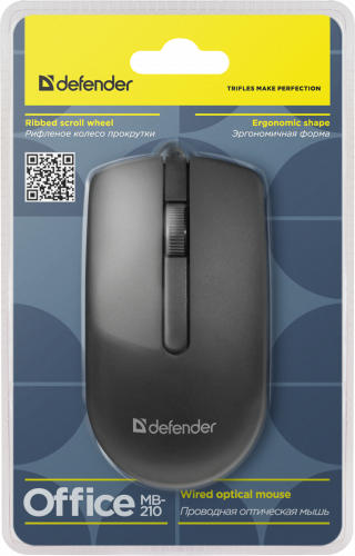 Мышь Defender Office MB-210, черный, USB, проводная,  3 кнопки, 800 dpi (1/40) (52210) фото 10