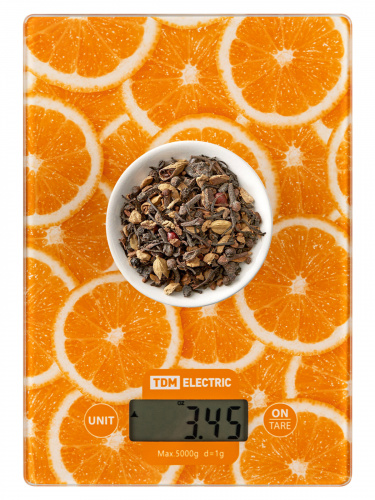 Весы электронные кухонные "Апельсины", стекло, деление 1 г, макс. 5 кг, TDM (1/20) фото 3