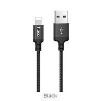Кабель USB - 8 pin HOCO X14 Times speed, 2.0м, круглый, 2.0A, ткань, цвет: чёрный (1/33/330) (6957531062882)