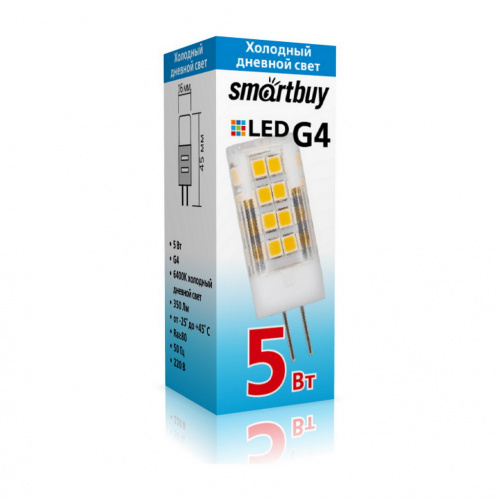 Лампа светодиодная SMARTBUY G4 5Вт 220V 6400K (капсульная, холодный свет) (SBL-G4220 5-64K)