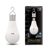 Лампа светодиодная GAUSS A60 7W E27 470lm 4100K с Li-Ion аккумулятором 1/10/60