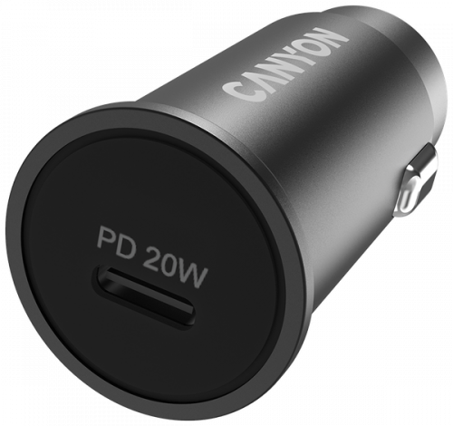 Автомобильный адаптер Canyon PD 20W, поддержка быстрой зарядки iPhone12/13, чёрный (1/90) (CNS-CCA20B) фото 2