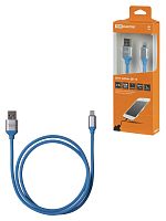Дата-кабель TDM ДК 18, USB - Lightning, 1 м, силиконовая оплетка, голубой, (1/200)
