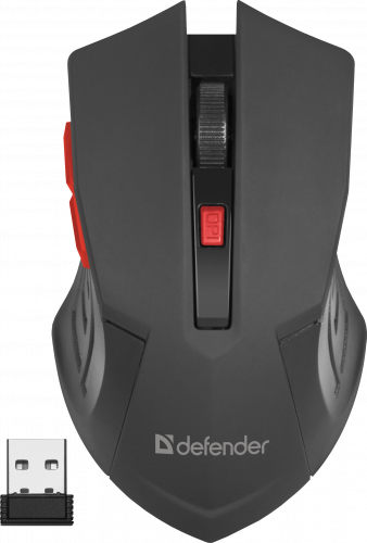 Беспроводная мышь DEFENDER Accura MM-275, 6 кнопок, 800-1600 dpi, USB, красный, (1/40) (52276) фото 2
