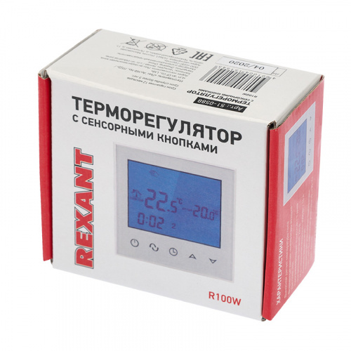 Терморегулятор с автоматическим программированием и сенсорными кнопками R100W (белый) REXANT (1/100) фото 4