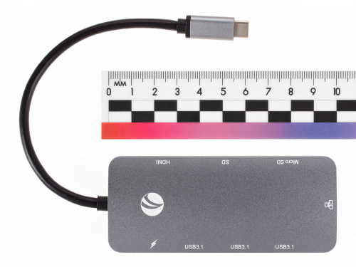 USB-концентратор USB3.1 Type-CM-->HDMI 4K*60Hz +3USB3.1(10Гбс)+RJ45+TF+SD+PD VCOM <CU4641> (1/125) фото 22