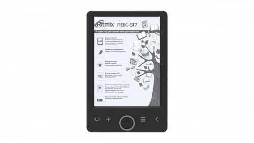 Электронная книга RITMIX RBK-617 Black, E-Ink Pearl, 6", 1024 × 758,DDR2, 128 МБ, 600 МГц,(1/20) (80000919)