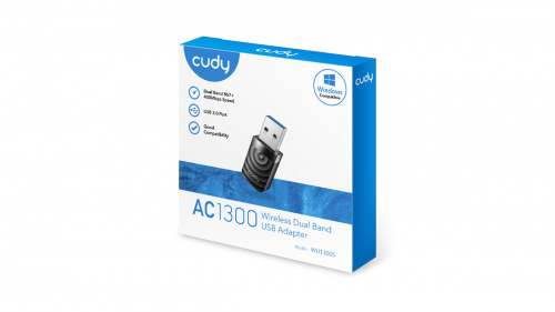 USB-адаптер CUDY WU1300S, Wi-Fi AC1300, 1300 Мбит/с с высоким коэффициентом усиления(1/300) (80003030) фото 2