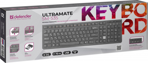 Клавиатура беспроводная DEFENDER UltraMate SM-535 RU, мультимедиа, черная (1/20) (45535) фото 11