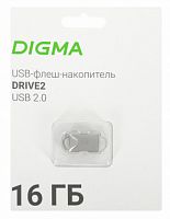 Флеш Диск Digma 16Gb DRIVE2 DGFUM016A20SR USB2.0 серебристый