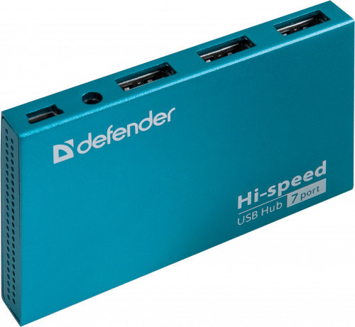 Разветвитель DEFENDER SEPTIMA SLIM 7 портов, USB 2.0(адаптер 2А) (83505) фото 5