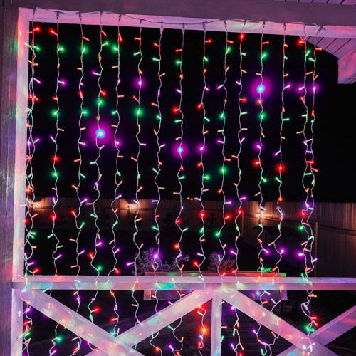 Гирлянда NEON-NIGHT "Светодиодный Дождь" 2х3м, постоянное свечение, прозрачный провод, 230 В, диоды МУЛЬТИ, 448 LED  (1/10) фото 16