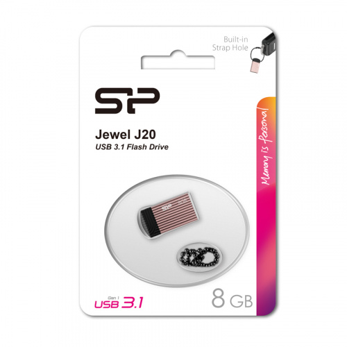 Флеш-накопитель USB 3.1  8GB  Silicon Power  Jewel J20  розовый (SP008GBUF3J20V1P) фото 9