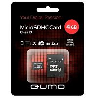 MicroSD  4GB  Qumo Class 10 + SD адаптер