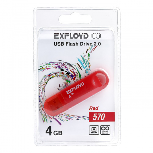 Флеш-накопитель USB  4GB  Exployd  570  красный (EX-4GB-570-Red) фото 5