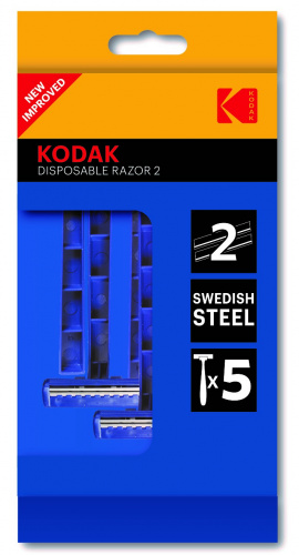 Одноразовые станки для бритья Kodak Disposable Razor 2 blue мужские синий 5 шт. 2 лезвия (5/240/960)