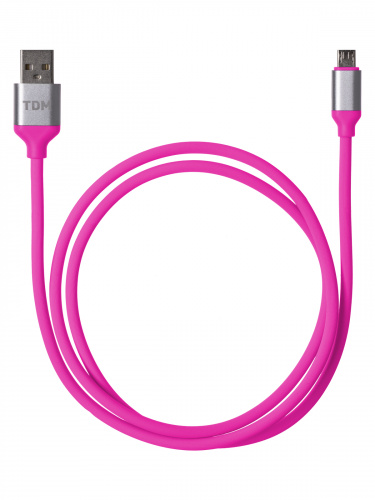 Дата-кабель TDM ДК 19, USB - micro USB, 1 м, силиконовая оплетка, розовый, (1/200) (SQ1810-0319) фото 4