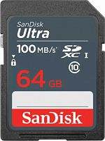 Карта памяти SDXC  64GB  SanDisk Class 10 Ultra UHS-I (100 Mb/s) (SDSDUNR-064G-GN3IN)