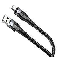 Кабель USB - Type-C Borofone BU35, 1.2м, круглый, 3.0A, нейлон, цвет: чёрный (1/33/330)