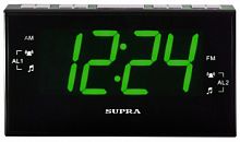 Радиобудильник Supra SA-40FM черный LCD подсв:зеленая часы:цифровые AM/FM