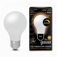 Лампа светодиодная GAUSS Filament А60 10W 820lm 2700К Е27 milky диммируемая 1/10/40 (102202110-D)