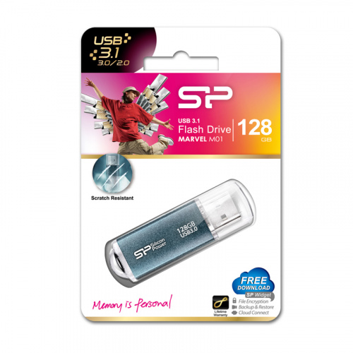 Флеш-накопитель USB 3.0  128GB  Silicon Power  Marvel M01 синий (SP128GBUF3M01V1B) фото 10