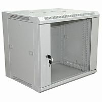 19" Настенный шкаф REXANT 9U 600×450×500 мм (ШxГxВ) - передняя дверь стекло, боковые стенки съемные (разобранный) RAL 7035 (1/10)