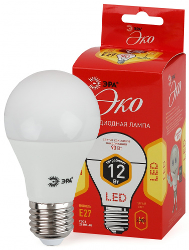 Лампа светодиодная ЭРА RED LINE ECO LED A60-12W-827-E27 Е27 / E27 12Вт груша теплый белый свет (1/100) (Б0030026) фото 7