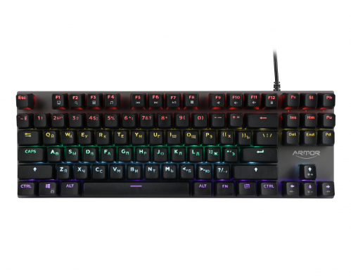 Клавиатура механическая игровая CBR KB 881 Armor, USB, 87 кл., свитчи Huano Red, Anti-Ghosting, N-key rollover, Rainbow LED, черный