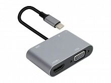 Адаптер USB Type-Cm-->VGA, HDMI 4k*30Hz, USB3.0, PD, Audio, iOpen (Aopen/Qust)<ACU4511>