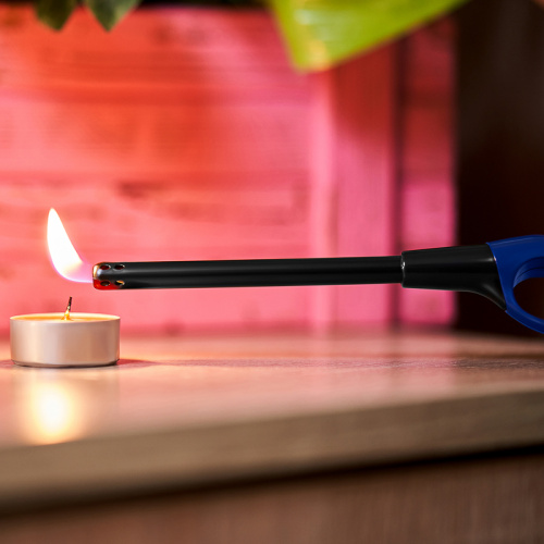 Бытовая газовая пьезозажигалка с классическим пламенем, многоразовая (1 шт.) синяя СК-302L СОКОЛ (1/144) фото 3