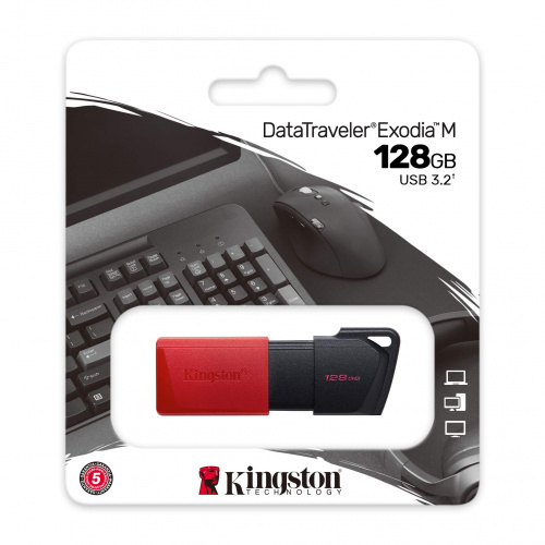Флеш-накопитель USB 3.2  128GB  Kingston  DataTraveler Exodia M  чёрный/красный (DTXM/128GB)