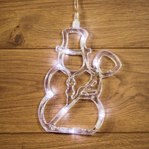 Фигура светодиодная NEON-NIGHT "Снеговик" на присоске с подвесом, цвет БЕЛЫЙ (1/12) (501-013)