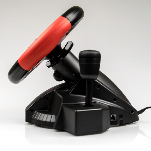 Игровой руль GW-125VR Dialog E-Racer - эф.вибрации, 2 педали, рычаг ПП, PC USB, черный/красный (1/3) фото 3
