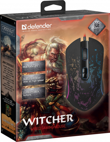 Мышь Defender Witcher GM-990, черный, USB, RGB, 7 кнопок, 3200dpi (1/40) (52990) фото 8